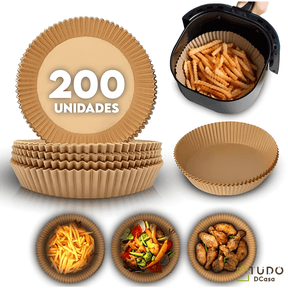 Formas de Papel Antiaderente  Descartável para AirFryer 200 Unidades