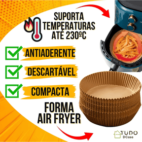 Formas de Papel Antiaderente  Descartável para AirFryer 200 Unidades