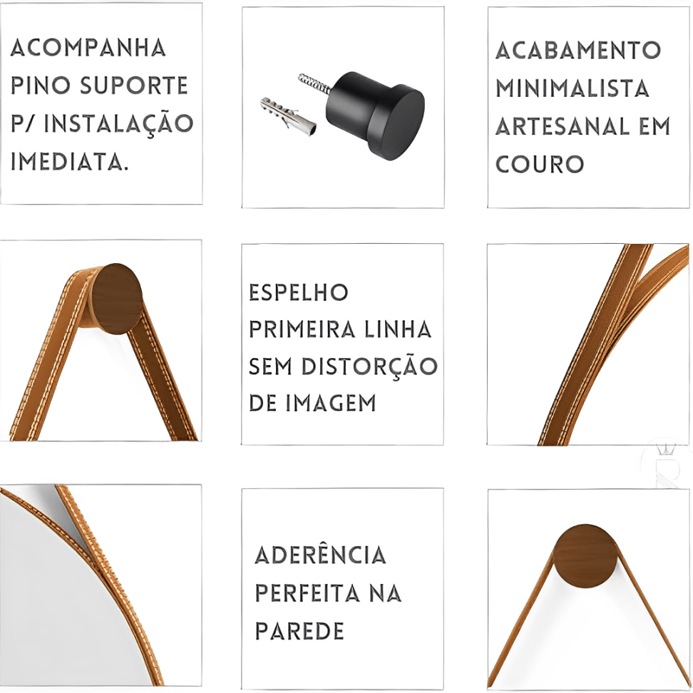 Espelho Redondo Decorativo Com Alça 60x60