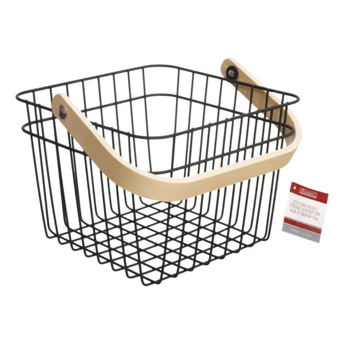 CESTO PARA FRUTAS E VERDURAS COM ALÇA BAMBU